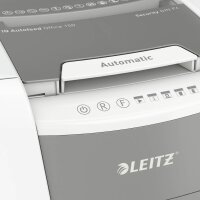 LEITZ IQ Autofeed Small Office 150 Aktenvernichter mit Partikelschnitt P-4, 4 x 28 mm, bis 150 Blatt, weiß