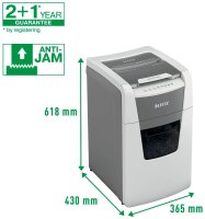 LEITZ IQ Autofeed Small Office 150 Aktenvernichter mit Partikelschnitt P-5, 2 x 15 mm, bis 150 Blatt, weiß