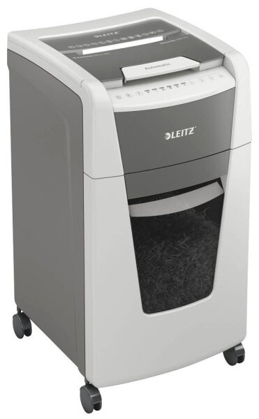 LEITZ IQ Autofeed Small Office 300 Aktenvernichter mit Partikelschnitt P-4, 4 x 26 mm, bis 300 Blatt, weiß