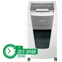 LEITZ IQ Autofeed Small Office 300 Aktenvernichter mit Partikelschnitt P-4, 4 x 26 mm, bis 300 Blatt, weiß