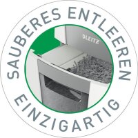 LEITZ IQ Autofeed Small Office 300 Aktenvernichter mit Partikelschnitt P-4, 4 x 26 mm, bis 300 Blatt, weiß