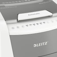 LEITZ IQ Autofeed Small Office 300 Aktenvernichter mit Partikelschnitt P-5, 2 x 15 mm, bis 300 Blatt, weiß