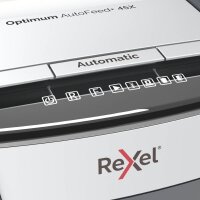 Rexel Optimum AutoFeed+ 45X Aktenvernichter mit Partikelschnitt P-4, 4 x 28 mm, bis 45 Blatt, schwarz