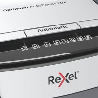 Rexel Optimum AutoFeed+ 50X Aktenvernichter mit Partikelschnitt P-4, 4 x 28 mm, bis 50 Blatt, schwarz