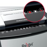 Rexel Optimum AutoFeed+ 50X Aktenvernichter mit Partikelschnitt P-4, 4 x 28 mm, bis 50 Blatt, schwarz