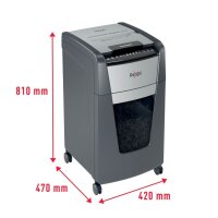Rexel Optimum AutoFeed+ 300M Aktenvernichter mit Partikelschnitt P-5, 2 x 15 mm, bis 300 Blatt, schwarz