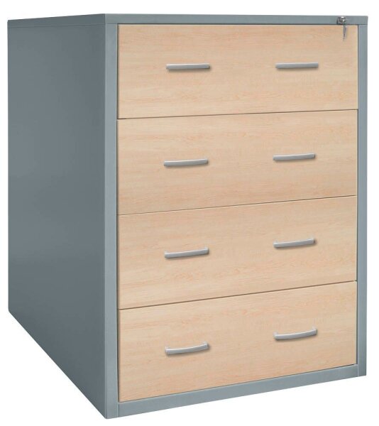 Gürkan Hängeregistraturschrank silber, ahorn 4 Schubladen 76,0 x 62,0 x 132,0 cm, 1 St.