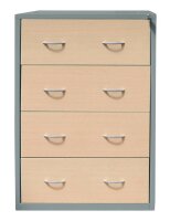 Gürkan Hängeregistraturschrank silber, ahorn 4 Schubladen 76,0 x 62,0 x 132,0 cm, 1 St.