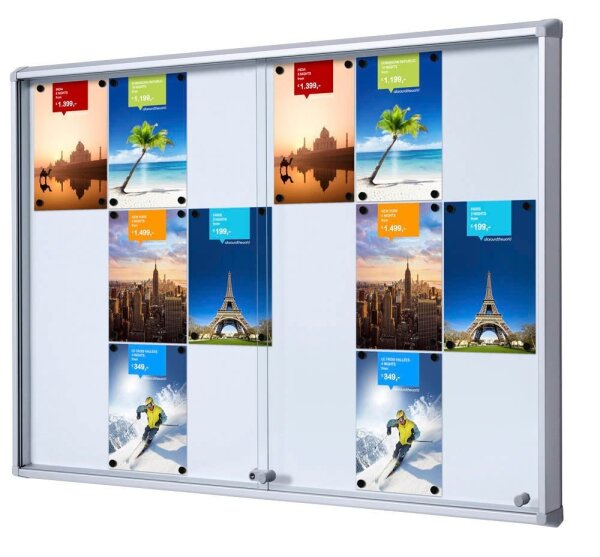 Showdown® Displays Schaukasten SL B1 silber 18x DIN A4 138,0 x 5,9 x 98,2 cm, 1 St.