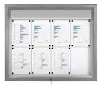 Showdown® Displays Schaukasten T LED silber 8x DIN A4...