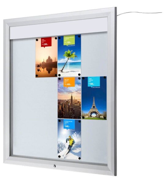 Showdown® Displays Schaukasten T LED silber 12x DIN A4 102,5 x 4,7 x 116,7 cm, 1 St.