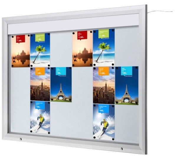 Showdown® Displays Schaukasten T LED silber 18x DIN A4 146,5 x 4,7 x 116,7 cm, 1 St.