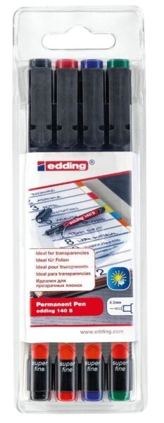 edding 140 Folienstifte-Set farbsortiert permanent, 4 St.
