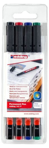 edding 141 Folienstifte-Set farbsortiert permanent, 4 St.