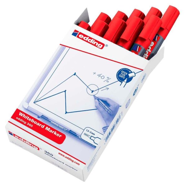 edding 360 Whiteboard-Marker rot 1,5 - 3,0 mm, 10 St.