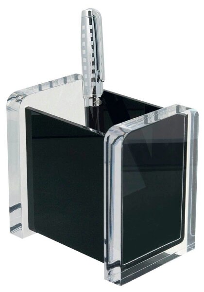 WEDO Stiftehalter Acryl Exklusiv glasklar/schwarz Acryl 9,4 x 6,5 x 9,4 cm