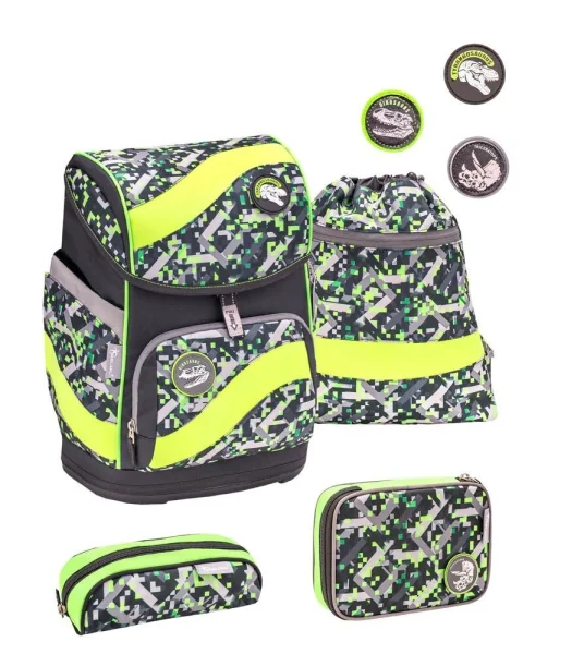BELMIL® Schulranzen-Set Smarty Dinosaurs Neon...