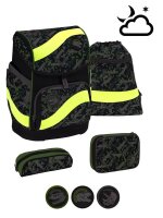 BELMIL® Schulranzen-Set Smarty Dinosaurs Neon Kunstfaser grün