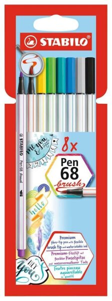 STABILO Pen 68 brush Brush-Pens farbsortiert, 8 St.