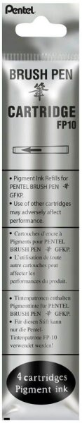 Pentel Tintenpatronen für Brush-Pens FP10-AO schwarz, 4 St.