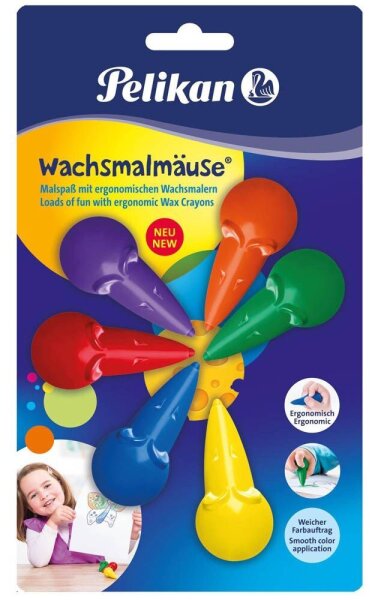 Pelikan wachsmalmäuse® Wachsmalstifte farbsortiert, 6 St.