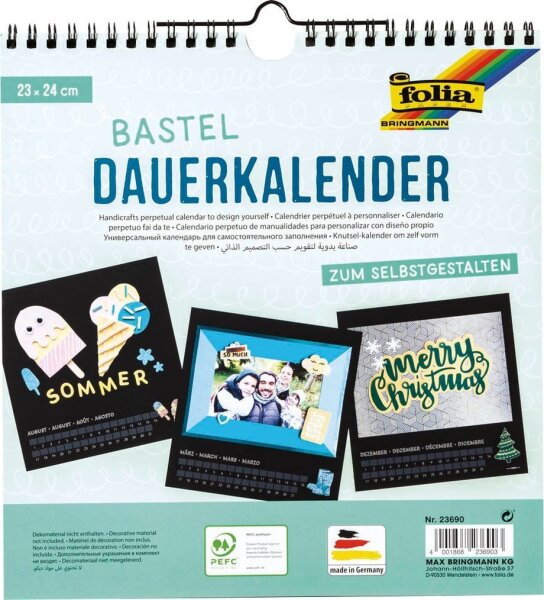 folia Kalender zum Selbstgestalten 23,0 x 24,0 cm jahresunabhängig, 1 St.