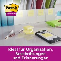 14 + 2 GRATIS: Post-it® Super Sticky Notes Haftnotizen extrastark 654 gelb, 14 Blöcke + GRATIS 2 Blöcke