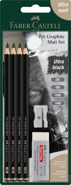 FABER-CASTELL Pitt Graphite Bleistift-Set 2B schwarz, 1 Set