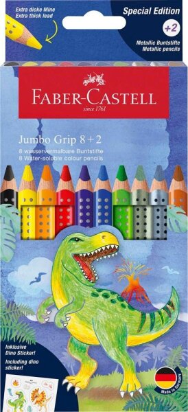 FABER-CASTELL Dino Jumbo Grip Buntstifte farbsortiert, 10 St.