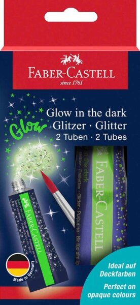 FABER-CASTELL Glow in the dark Gel Glitzer farbsortiert 2 x 12,0 g, 2 St.