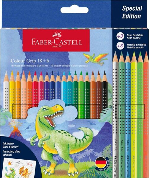 FABER-CASTELL Colour Grip Buntstifte farbsortiert, 24 St.