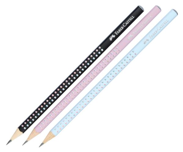 FABER-CASTELL Sparkle New Harmony Bleistifte B rose shadows, sky blue, schwarz,   ( 218470 )
