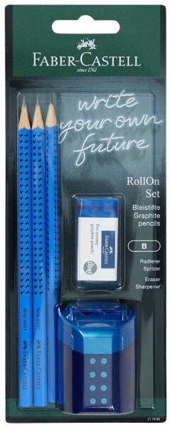 FABER-CASTELL GRIP 2001 Bleistift-Set B blau, 1 Set