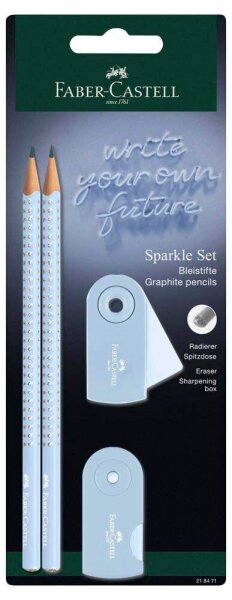 FABER-CASTELL Grip Sparkle Bleistift-Set B sky blue, 1 Set