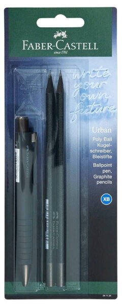 FABER-CASTELL Kugelschreiber-Set Urban schwarz, Schreibfarbe: blau, 1 Set