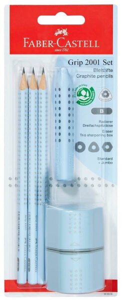 FABER-CASTELL GRIP 2001 Bleistift-Set B sky blue, 1 Set