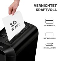 Fellowes Powershred LX65 Aktenvernichter mit Partikelschnitt P-4, 4 x 40 mm, bis 10 Blatt, schwarz