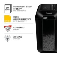 Fellowes Powershred LX65 Aktenvernichter mit Partikelschnitt P-4, 4 x 40 mm, bis 10 Blatt, schwarz