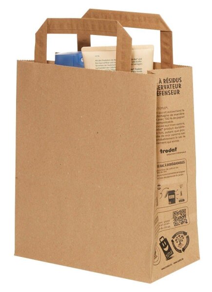 100 trodat Papier-Tragetaschen TÜTLE M braun 18,5 x 22,0 cm  ( 279577 )