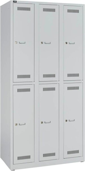BISLEY LIGHT Spind lichtgrau GL09T2645, 6 Schließfächer 90,0 x 50,0 x 185,0 cm