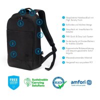 DICOTA Laptop-Rucksack Slim Eco MOTION Kunstfaser schwarz bis 35,8 cm (14,1 Zoll)