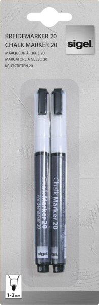 SIGEL 20 Kreidemarker weiß 1,0 - 2,0 mm, 2 St.