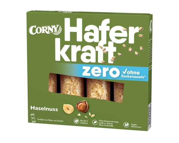 CORNY Haferkraft zero Haselnuss Müsliriegel 4 Riegel, 4 St.