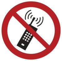 Verbotsaufkleber "Handy benutzen verboten" rund...