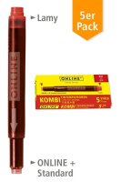 ONLINE® Tintenpatronen für Füller 17307/12 rot, 5 St.