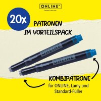 ONLINE® Tintenpatronen für Füller 17026 königsblau, 20 St.