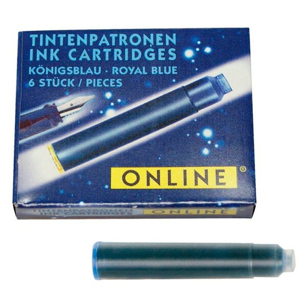 ONLINE® Tintenpatronen für Füller 17113/12 königsblau, 6 St.