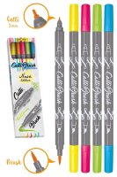 ONLINE® Calli.Brush Double Neon Brush-Pens farbsortiert, 5 St.