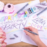 ONLINE® Calli.Brush Double Pastel Brush-Pens farbsortiert, 5 St.