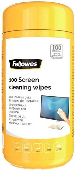 Fellowes Bildschirm-Reinigungstücher 1-lagig weiß, 100 Tücher